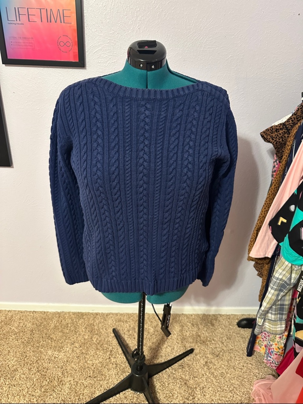 Lauren Ralph Lauren Navy Cable Knit Crewneck Sweater